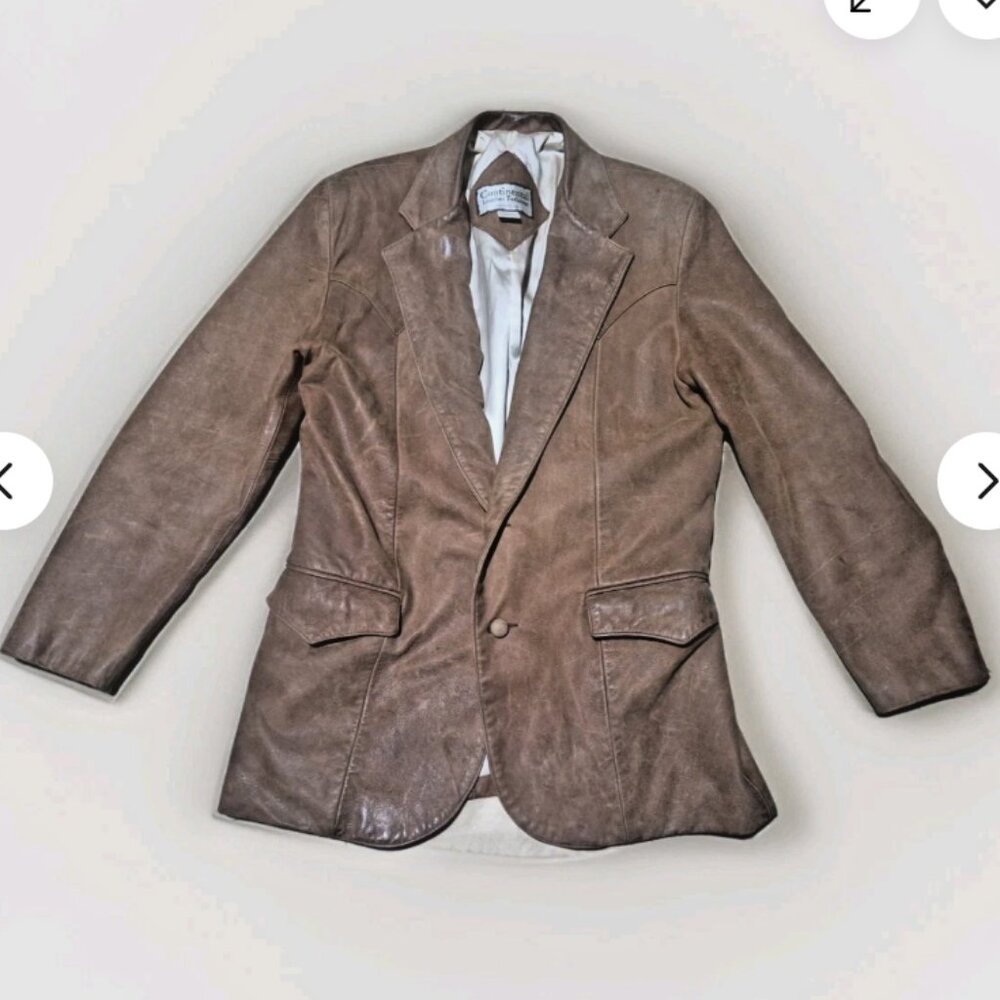 Vintage Continental Leather Fashions Men's Leather Jacket Blazer Size 44R USA